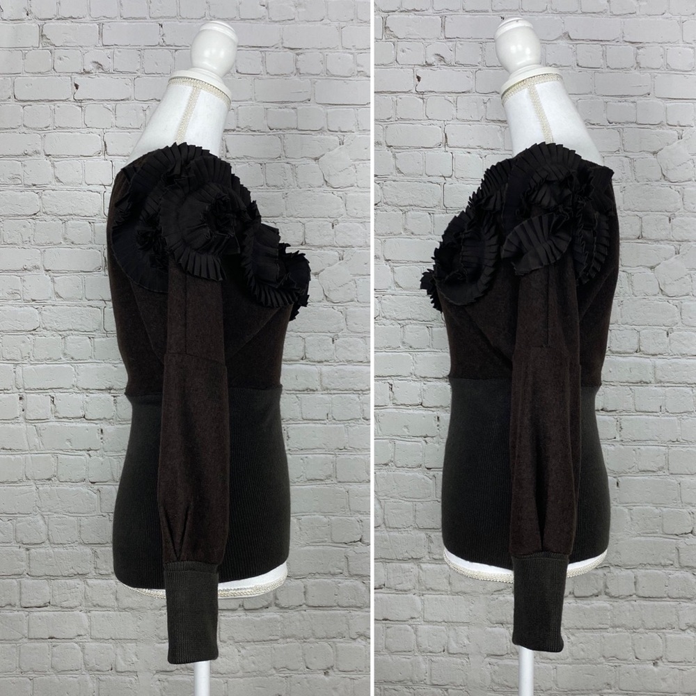 Anthropologie RYU wool ruffled off shoulder knit top SMALL - Picture 4 of 15